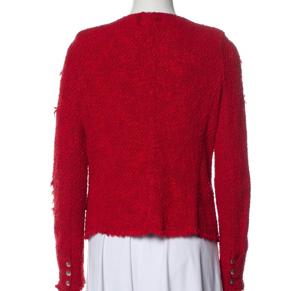 IRO Red Agnette Distressed Tweed Jacket - Picture 7 of 9